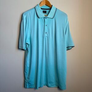 Greg‎ Norman ML75 Stretch Golf Polo Shirt Blue Mens Large PlayDry Loose Preppy